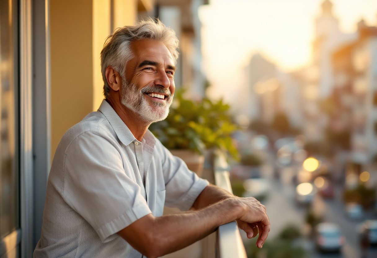 Hombre adulto disfrutando de bienestar y vitalidad