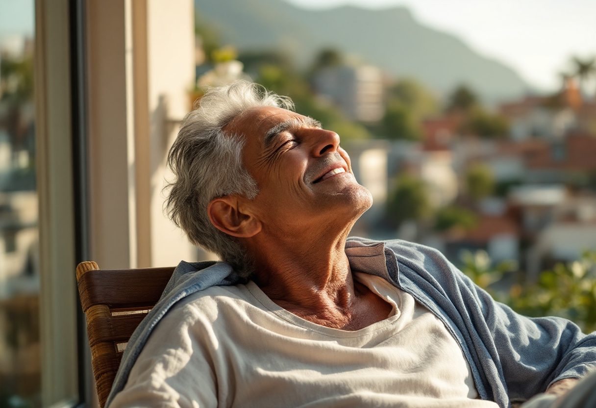 Hombre adulto disfrutando de bienestar y vitalidad