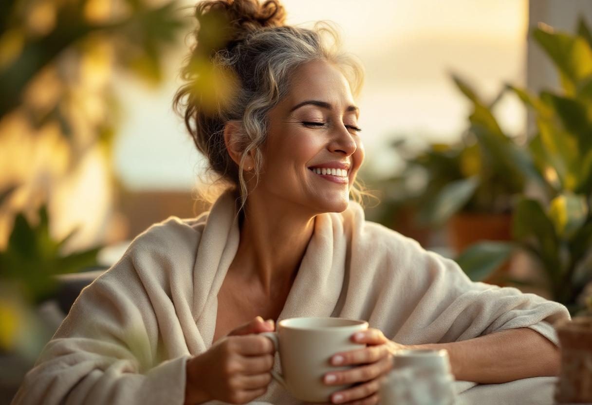 Mujer aplicando crema facial en rutina de cuidado de la piel
