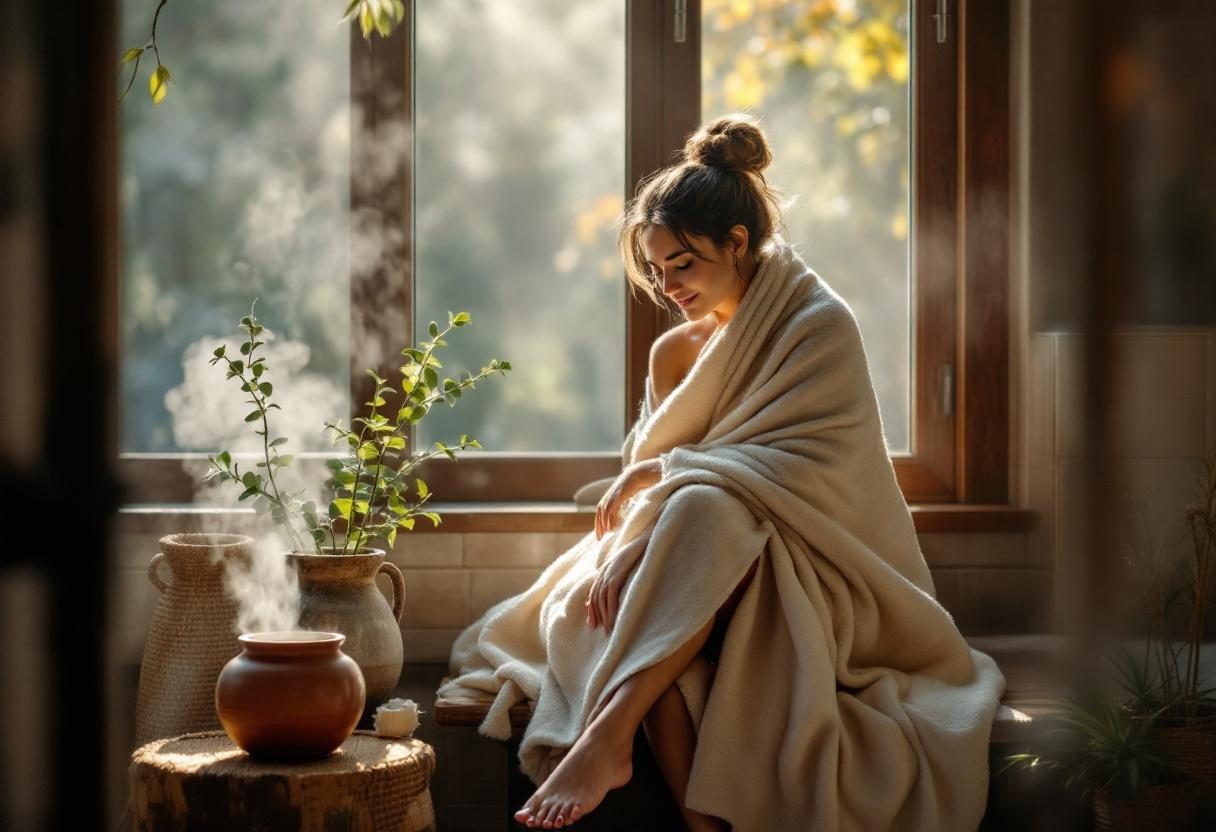 Rutina de cuidado personal con productos naturales en ambiente hogareño