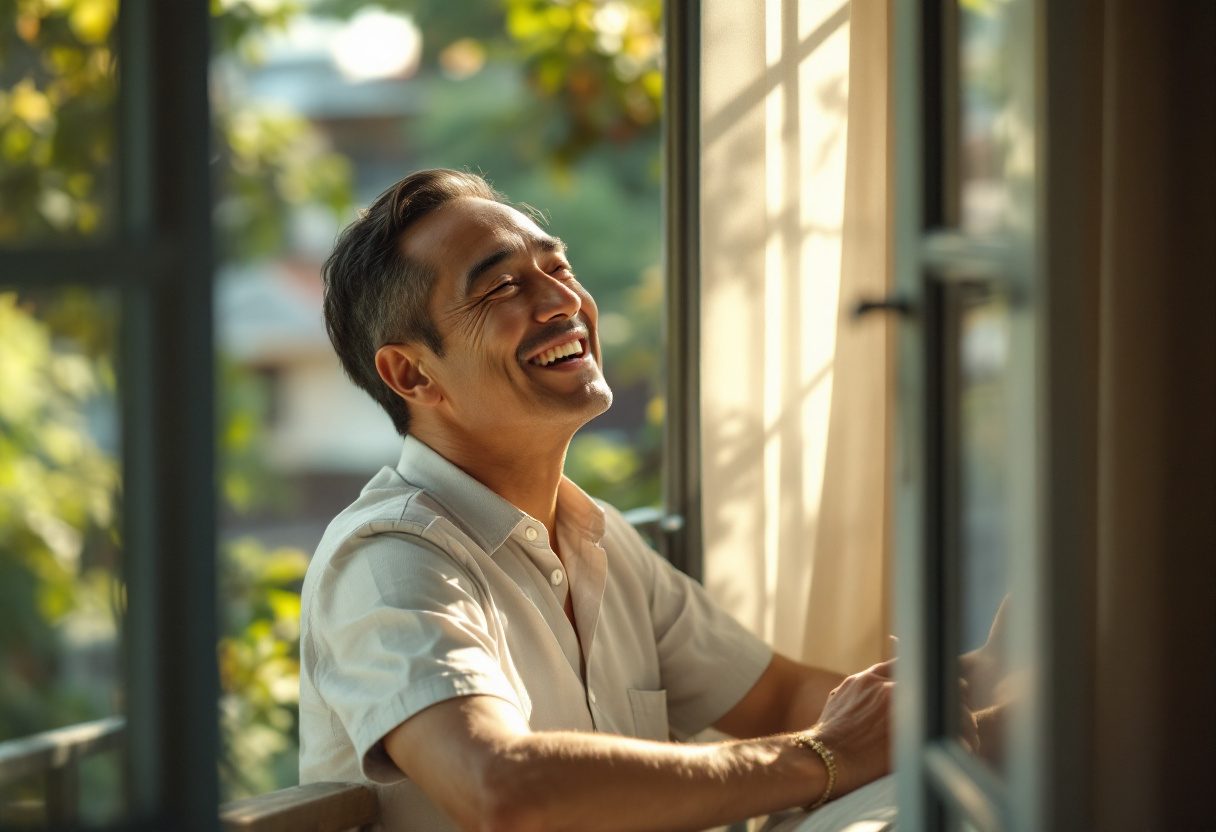 Man enjoying daily wellness routine