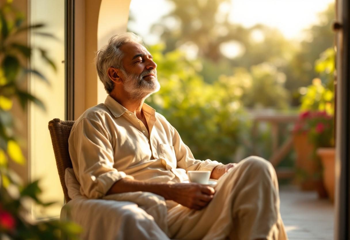 Mature man enjoying healthy active lifestyle outdoors