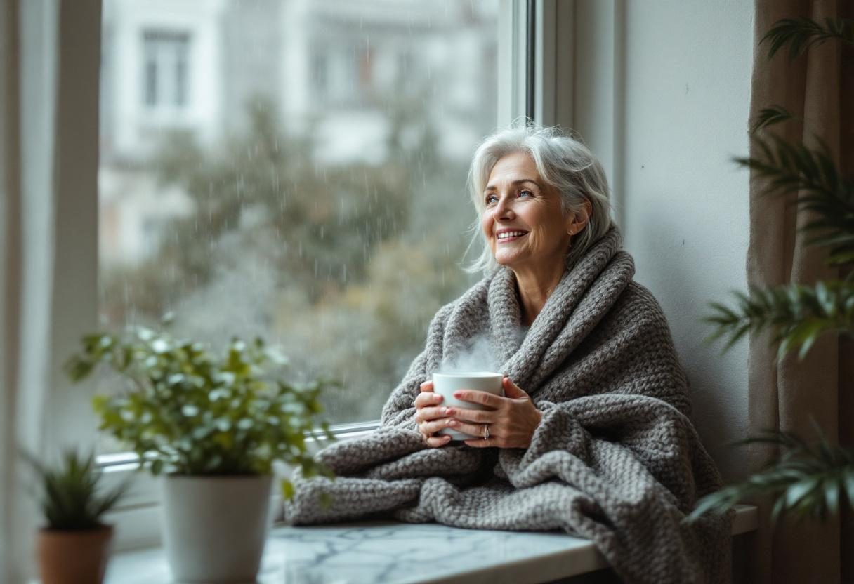Zadbane stopy na drewnianej podłodze, naturalne światło, relaks w domu