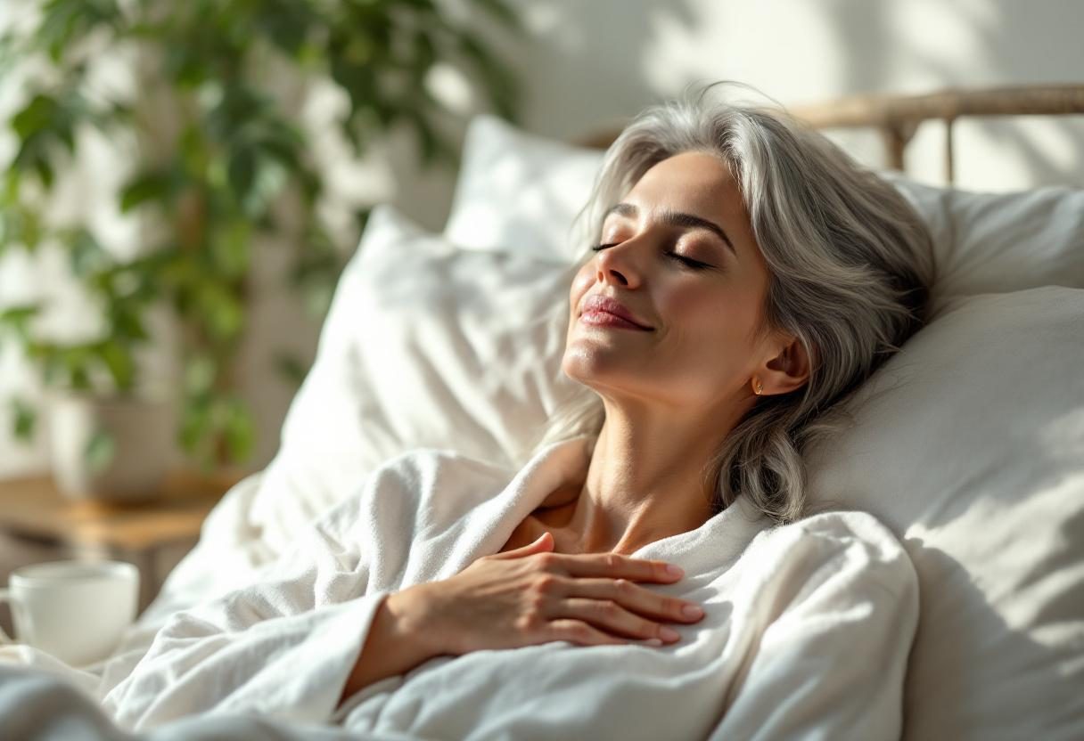 Kobieta aplikująca krem na skórę w domowym zaciszu, naturalne światło, relaksująca atmosfera pielęgnacji