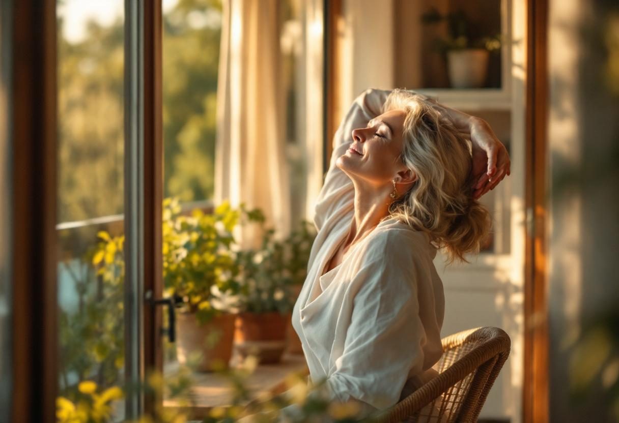 Aktywna osoba uprawiająca nordic walking na świeżym powietrzu, symbolizująca mobilność i komfort stawów
