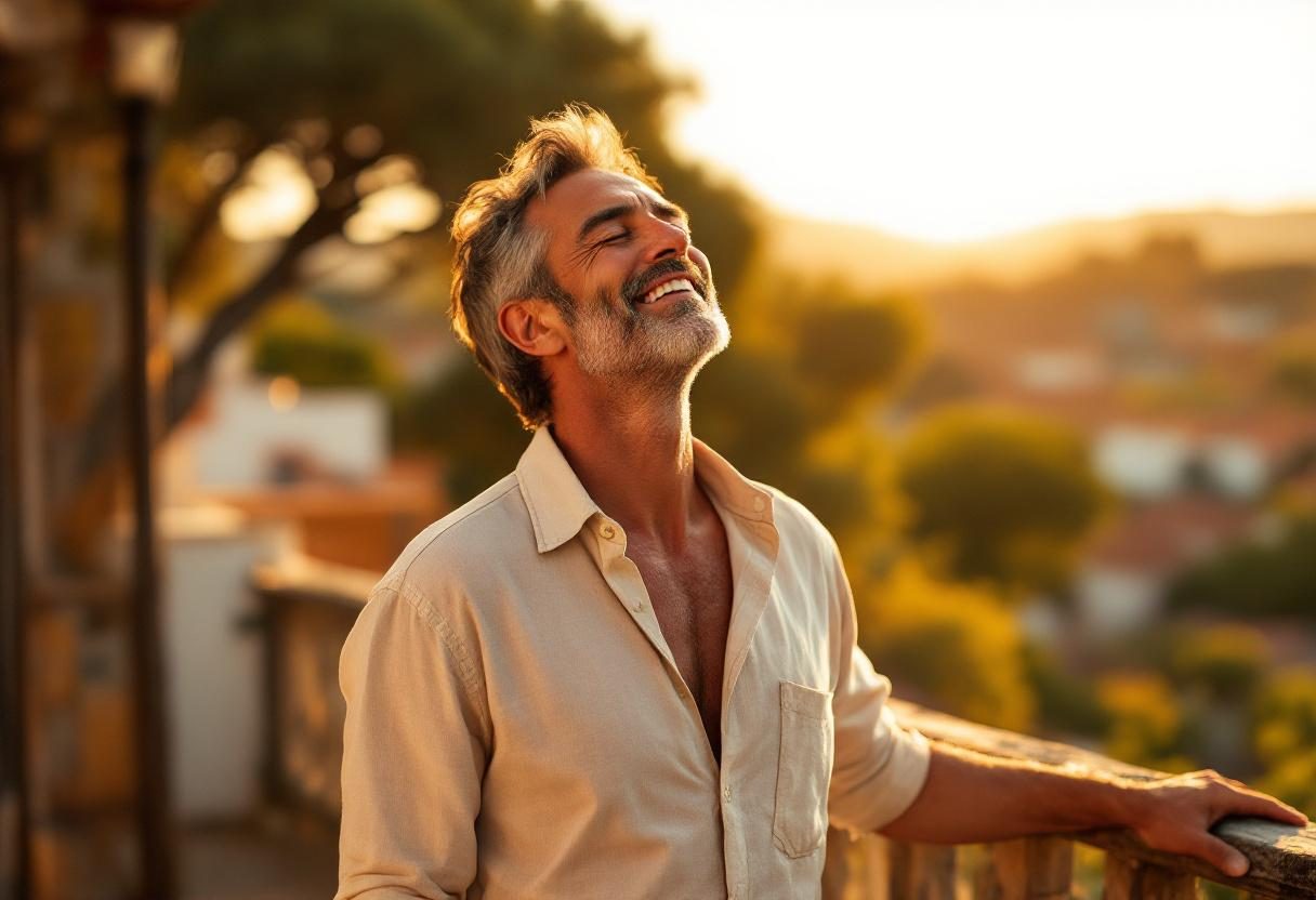 Homem ativo em ambiente natural, estilo de vida saudável e equilibrado
