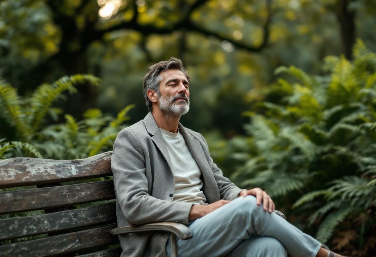 Bărbat matur activ, drumeție în natură, stil de viață sănătos