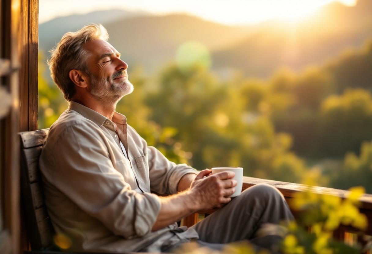 Bărbat matur activ în natură, stil de viață sănătos