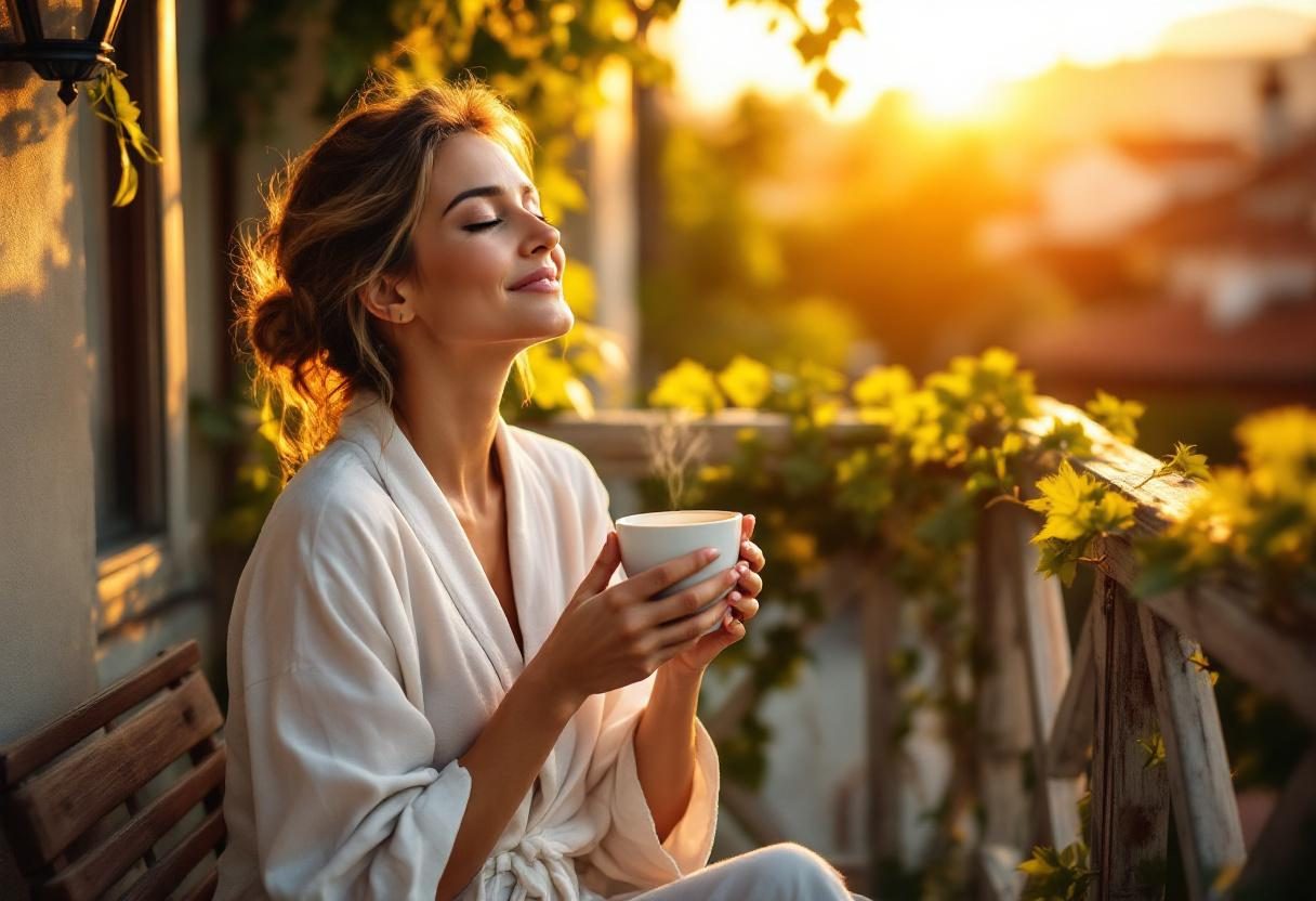 Žena koja neguje kožu lica ujutru