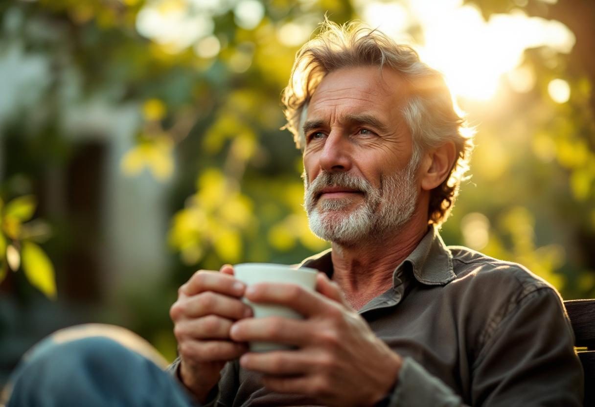 Oseba, ki uživa zdrav napitek ob naravnem svetlobnem oknu