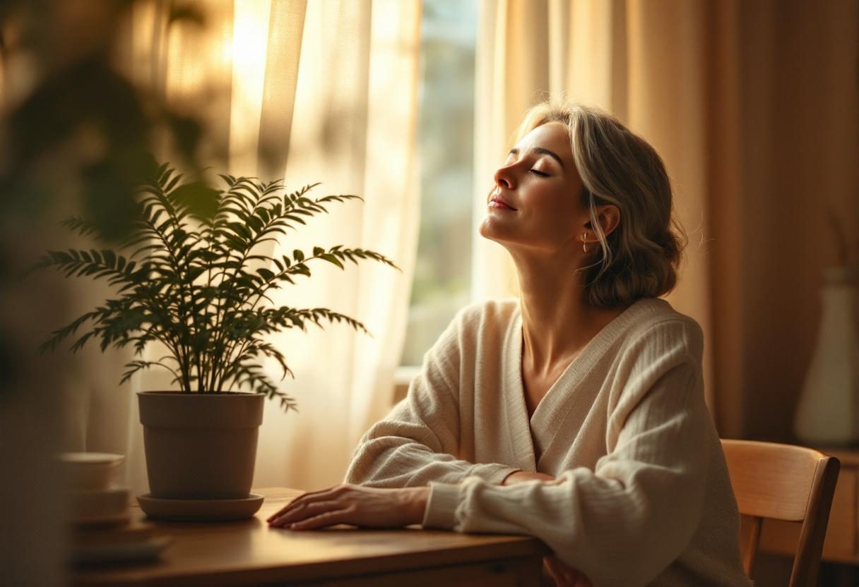 Жінка працює за комп'ютером з комфортом для очей