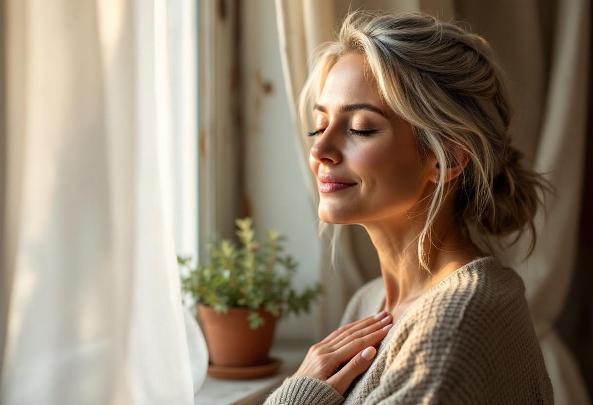 Жінка п'є воду для підтримки здоров'я сечовидільної системи в домашньому середовищі