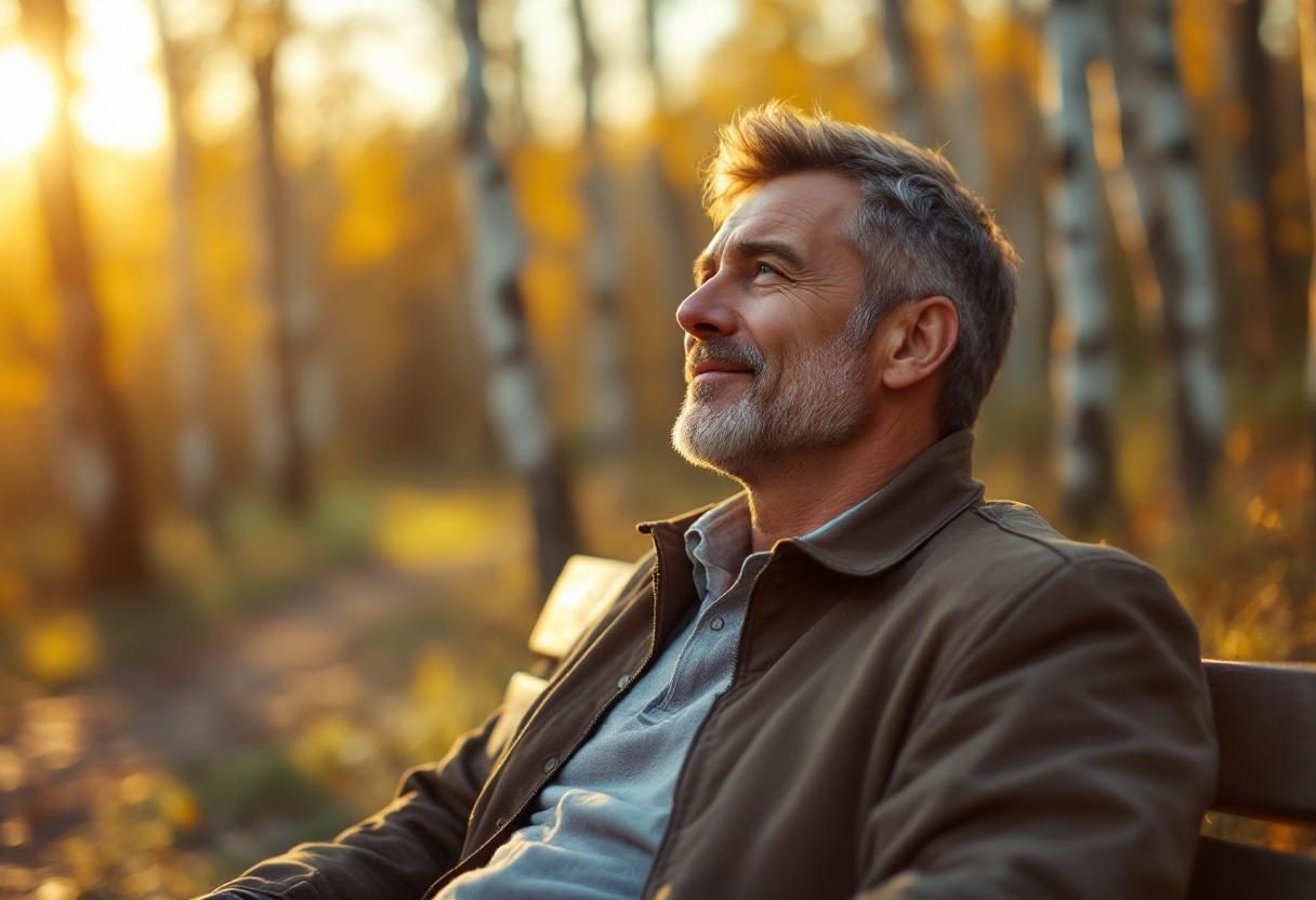 Пара пенсійного віку прогулюється парком, символізуючи активний спосіб життя та турботу про здоров'я