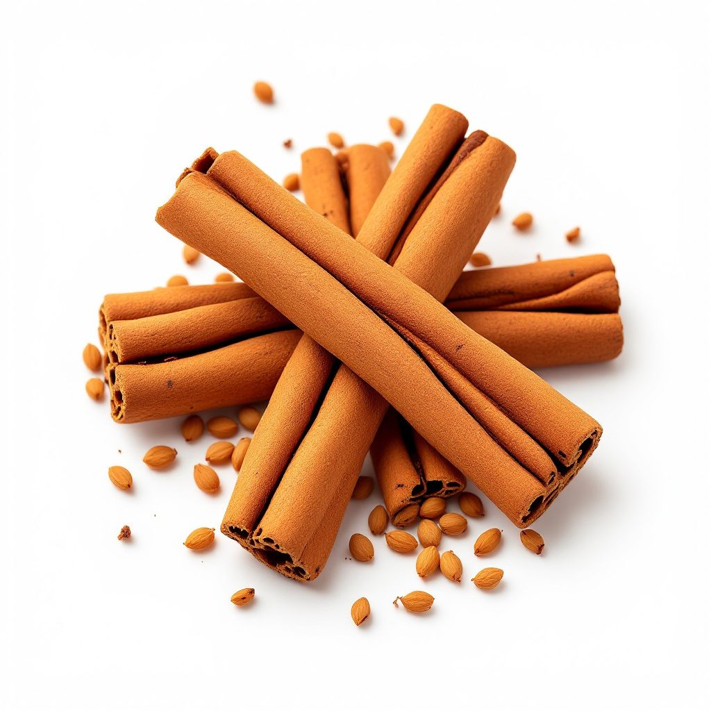 Cinnamon bark sticks and ground powder