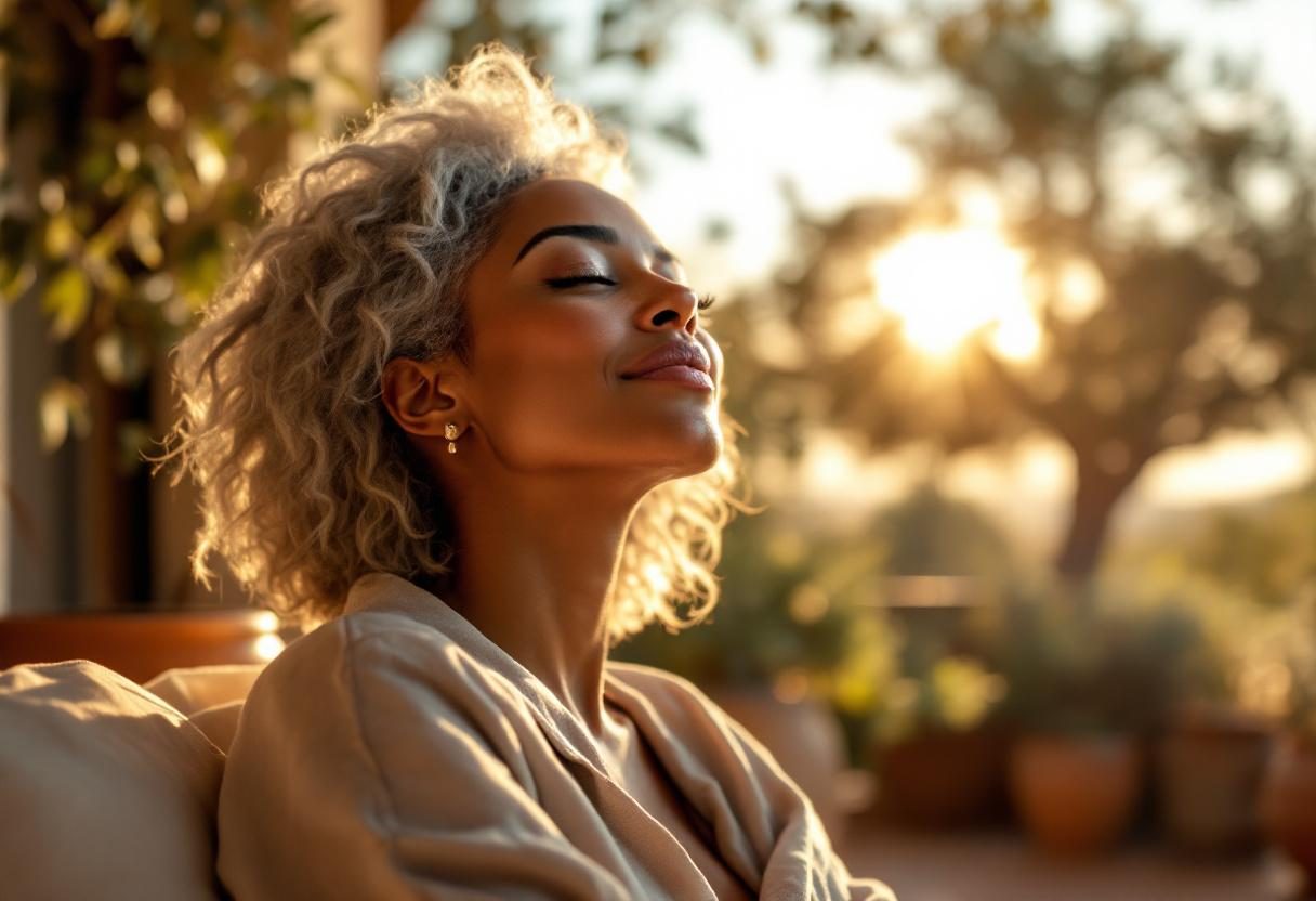 Person engaged in focused mental activity with natural lighting