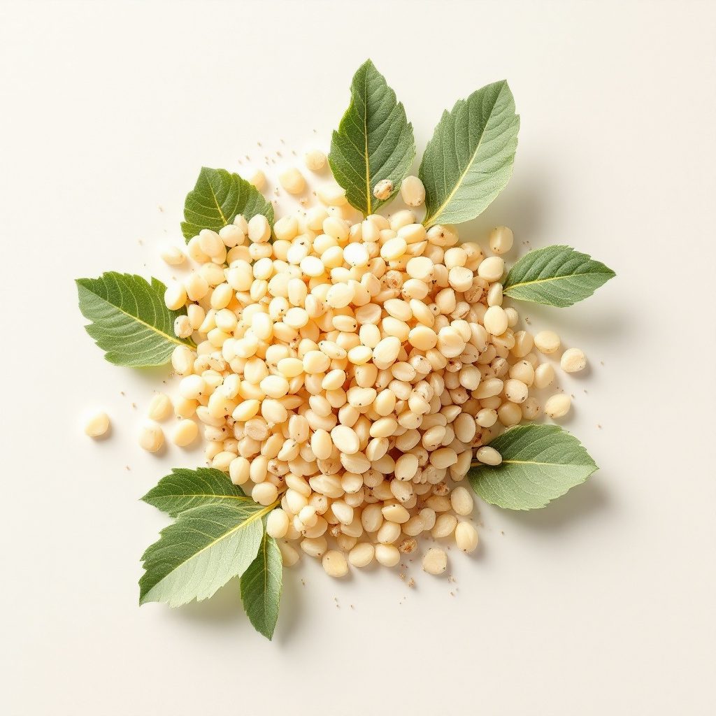 Alantoina – drobne, białe kryształki na ciemnym tle