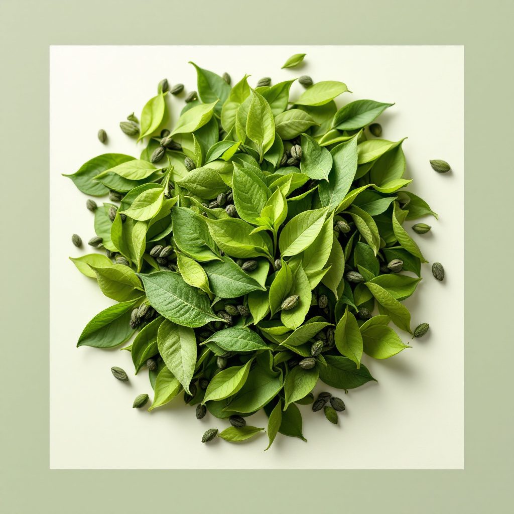 Green tea leaves