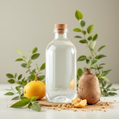 Agua purificada en recipiente de vidrio