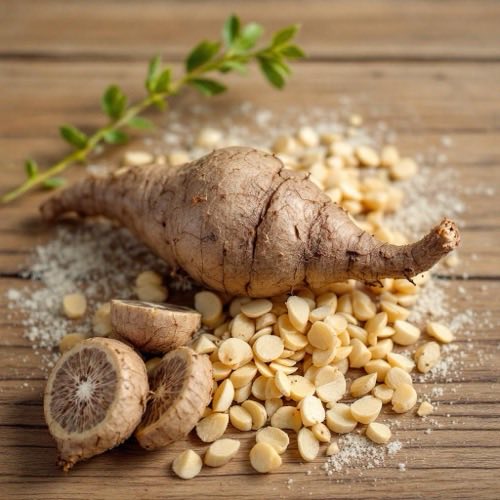 Frische Ingwerwurzel geschnitten auf Holzuntergrund