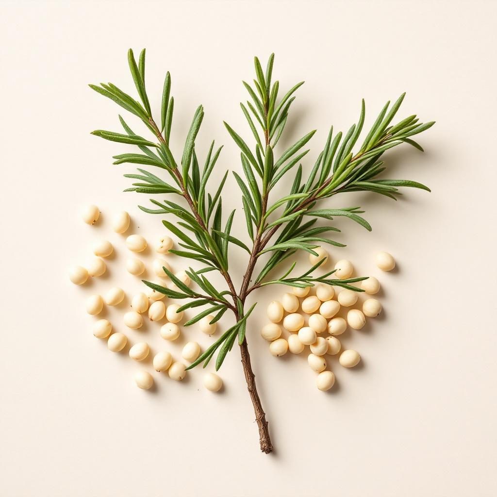 Aiguilles de pin sylvestre sur fond neutre