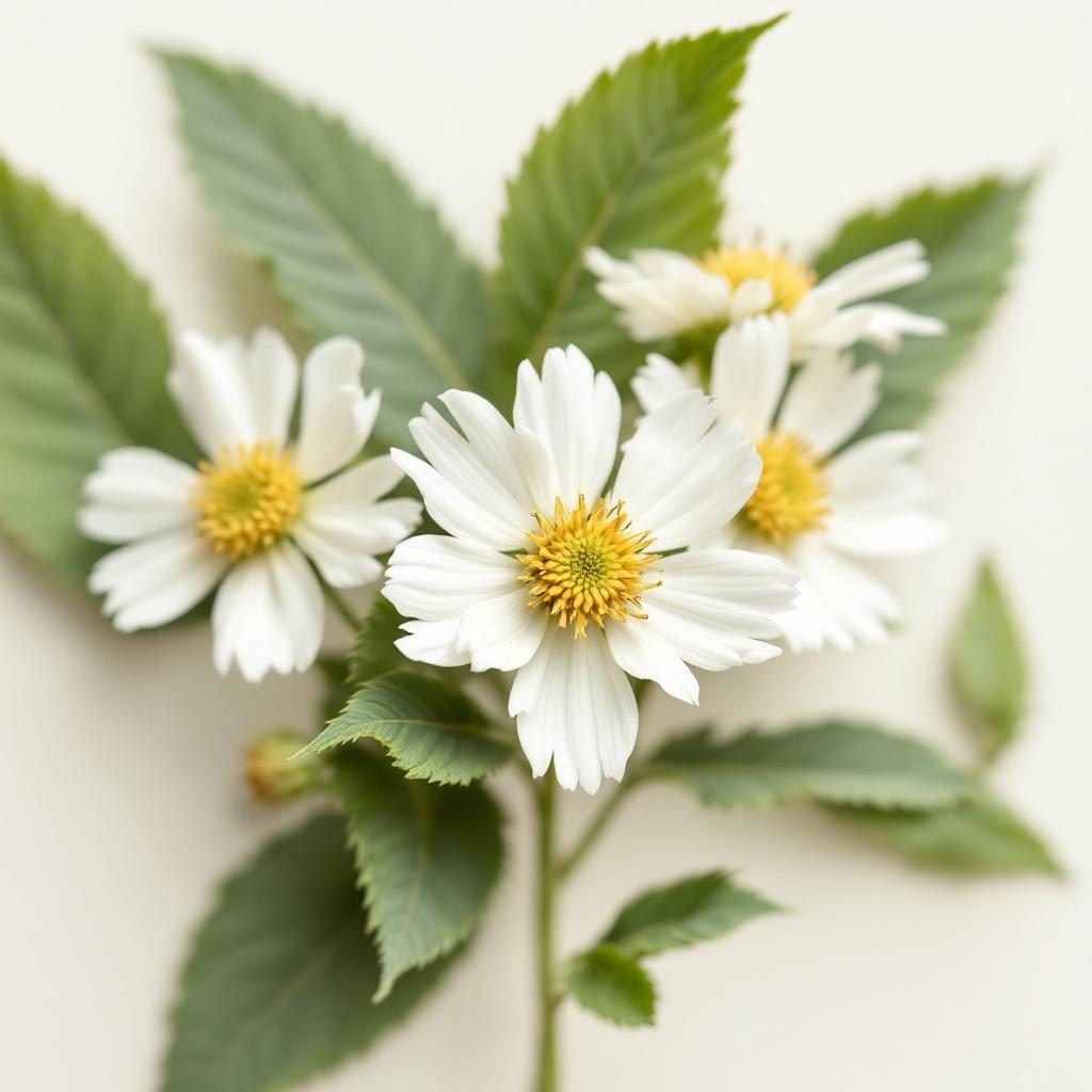 Fleurs de camomille sur fond neutre