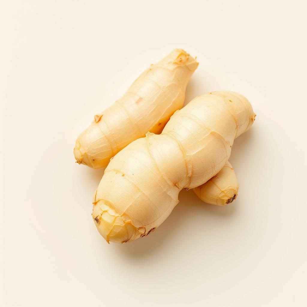 Racine de gingembre frais sur fond neutre