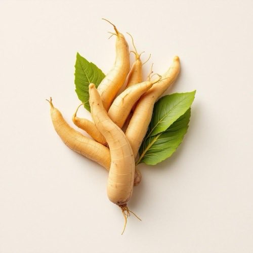 Semi di ginseng su sfondo legno naturale