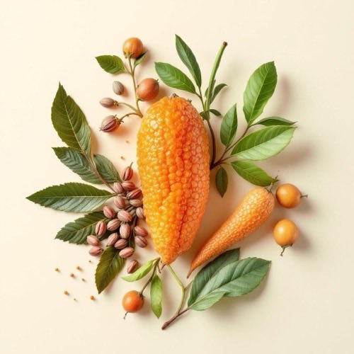 Vitamina C, cristalli arancioni di acido ascorbico