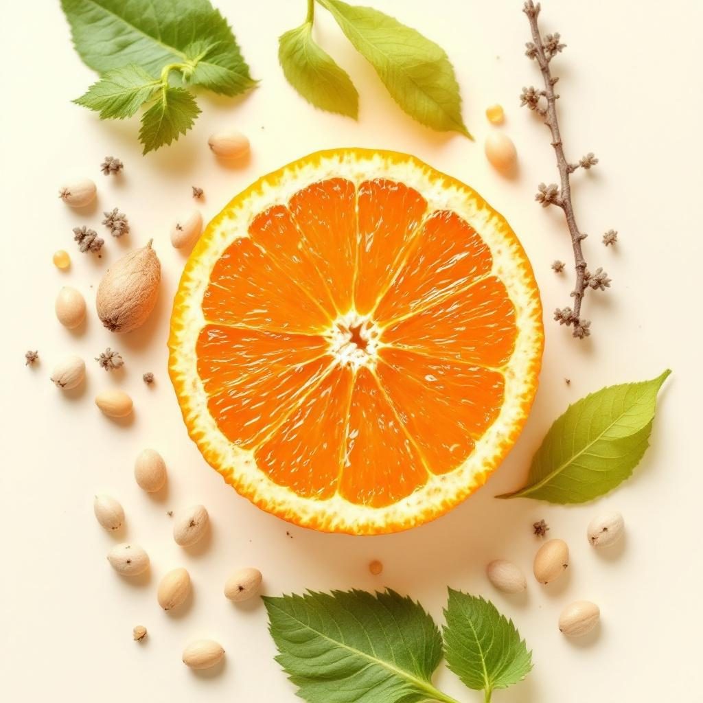 Vitamina C in forma naturale, agrumi su sfondo neutro