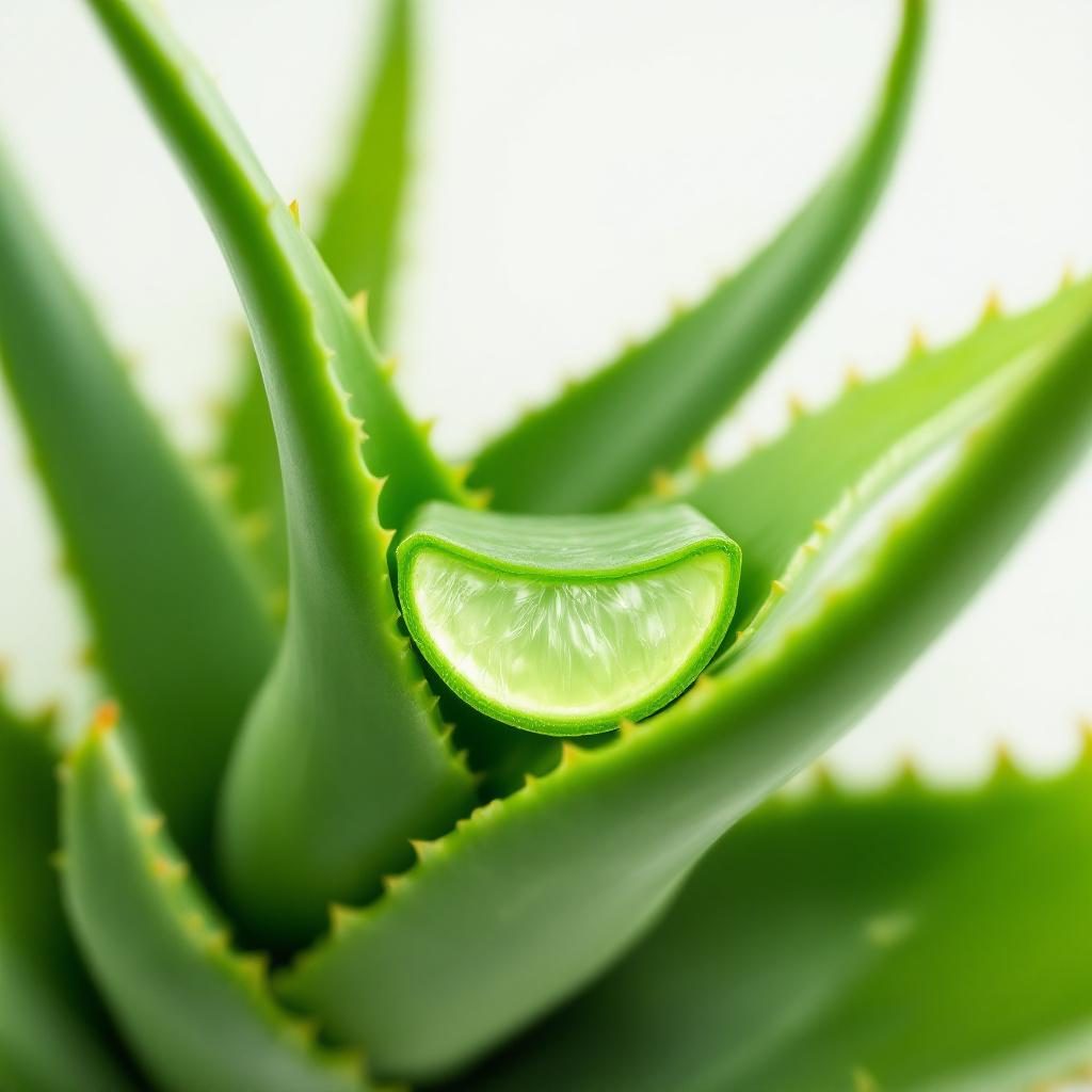 Aloe vera plant with thick fleshy leaves showing gel interior