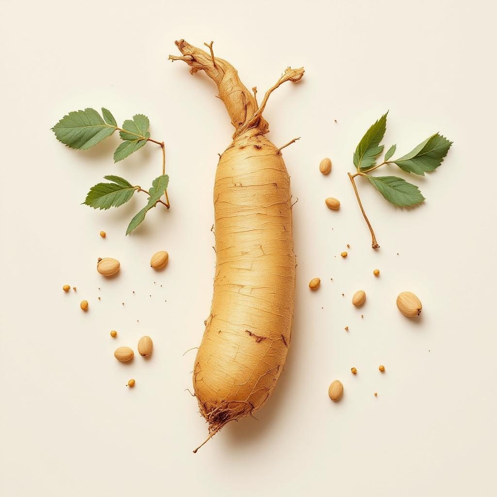 Ginseng root Panax natural herbal adaptogen ingredient