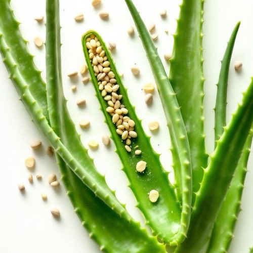 Aloe vera augalo lapai su geliu