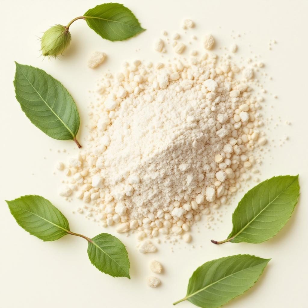 Colágeno hidrolizado en polvo sobre fondo neutro