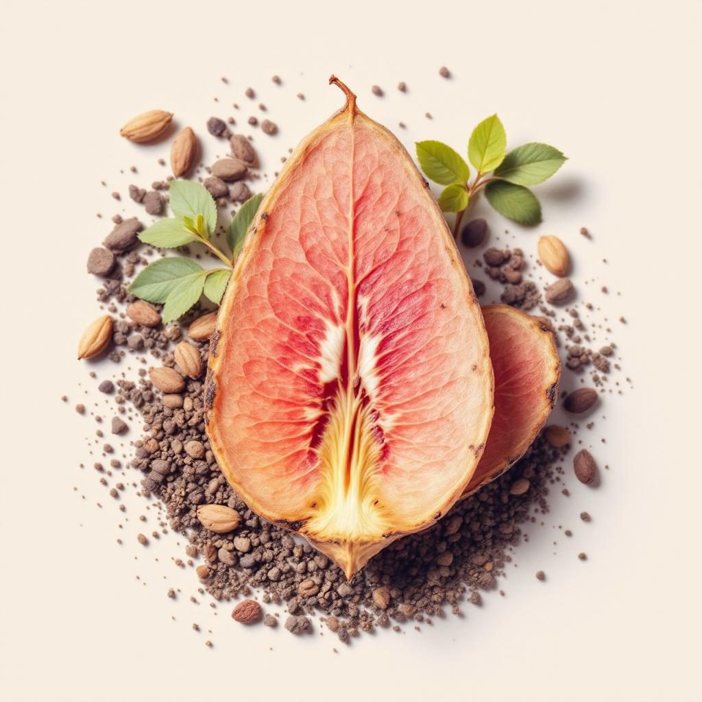 Kłącze imbiru w przekroju z widoczną strukturą