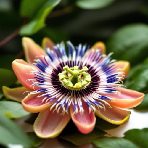 Passiflora – męczennica cielista, kwiaty i liście