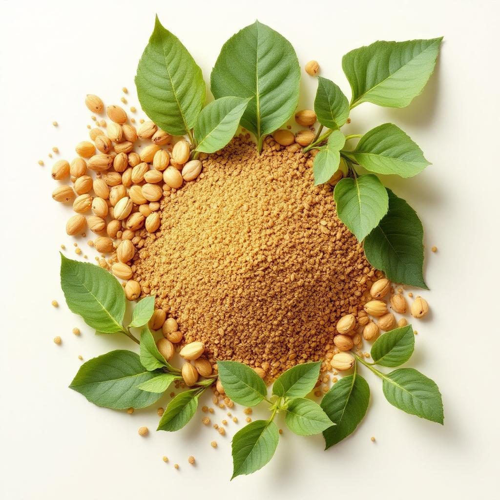 L-arginina em pó em fundo neutro