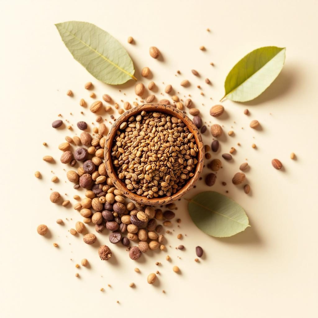 Sementes de guaraná em fundo neutro