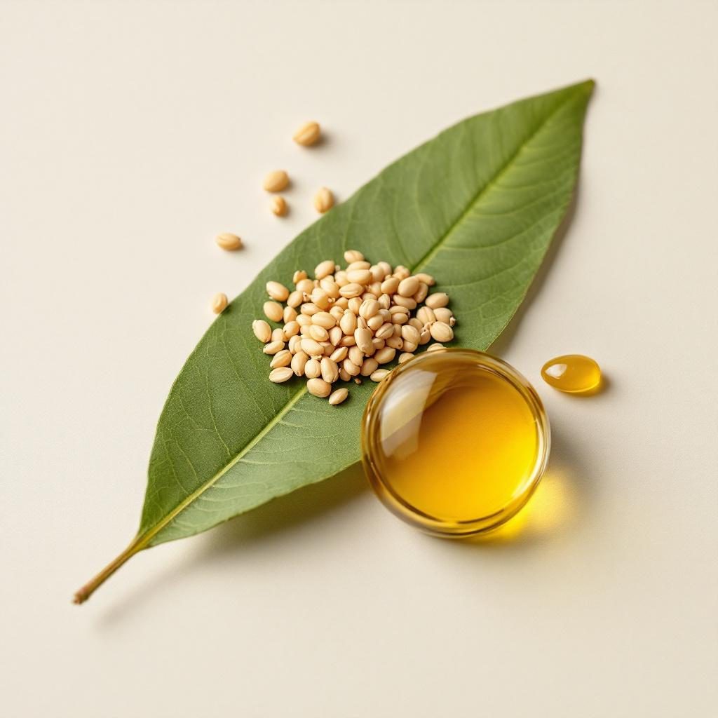 Vitamina E óleo natural em fundo neutro