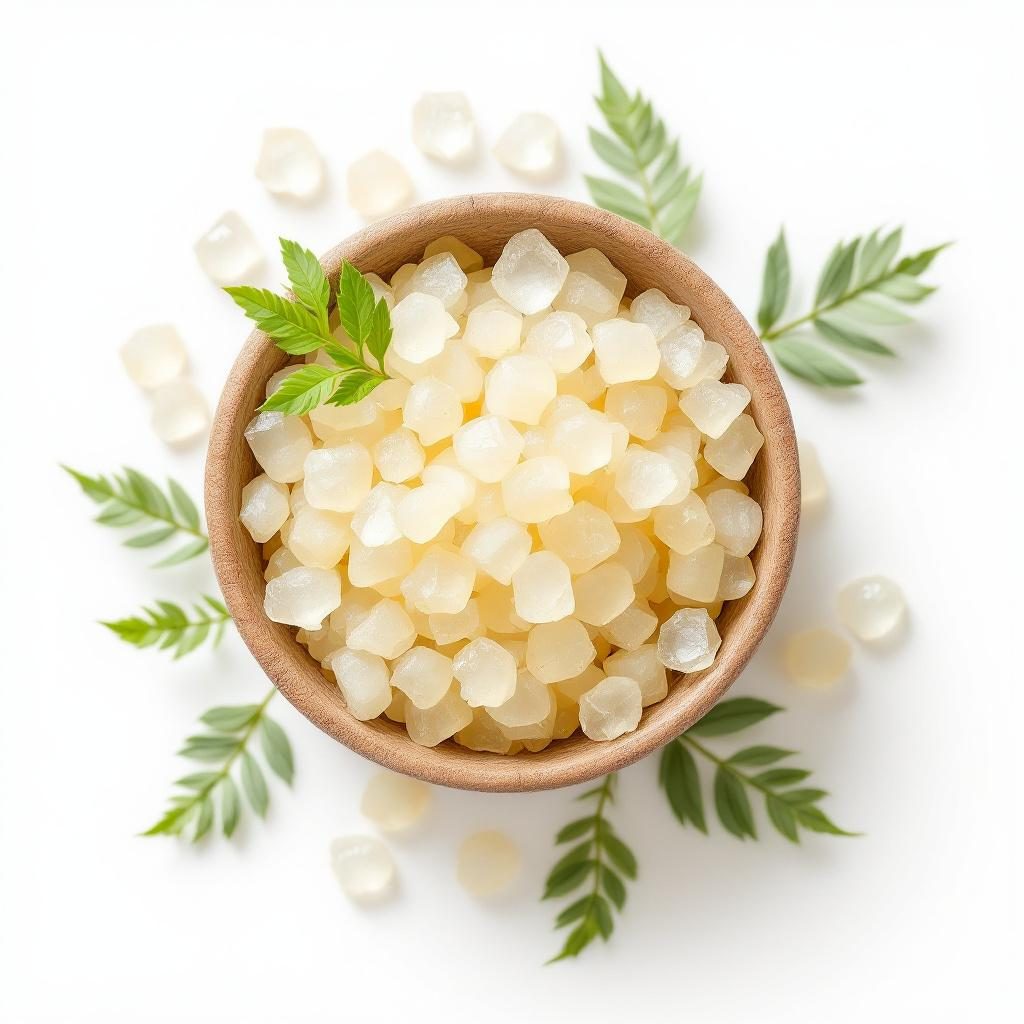 Cristale de glucozamină într-un recipient de laborator