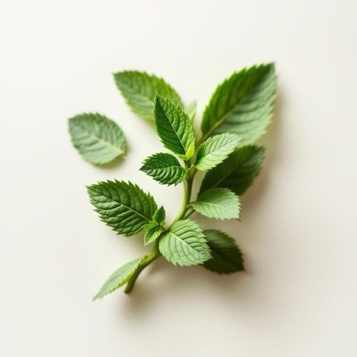 Frunze de mentă proaspătă pe fundal alb