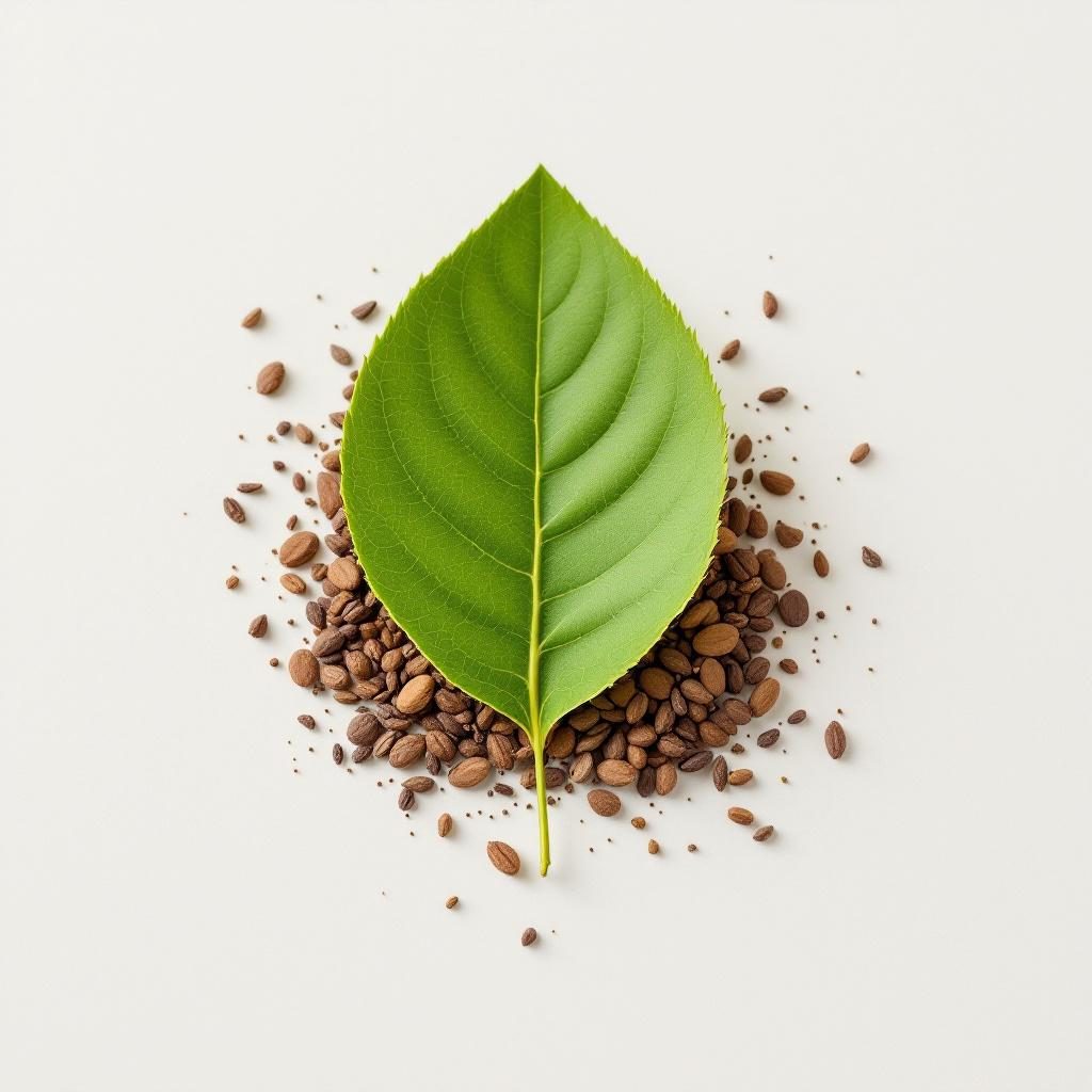 Ulei de arbore de ceai frunze verzi pe fundal neutru