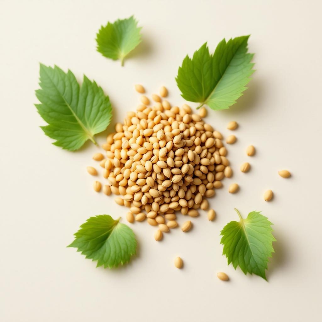 Fenugreek seeds and fresh green leaves