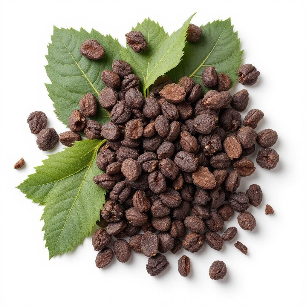 Fresh green black walnut hulls and leaves