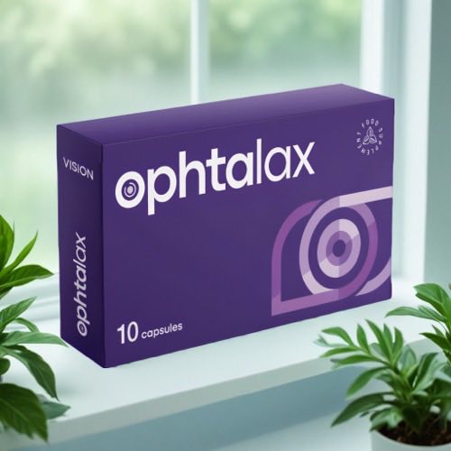 Ophtalax produkto pakuotė iš arti