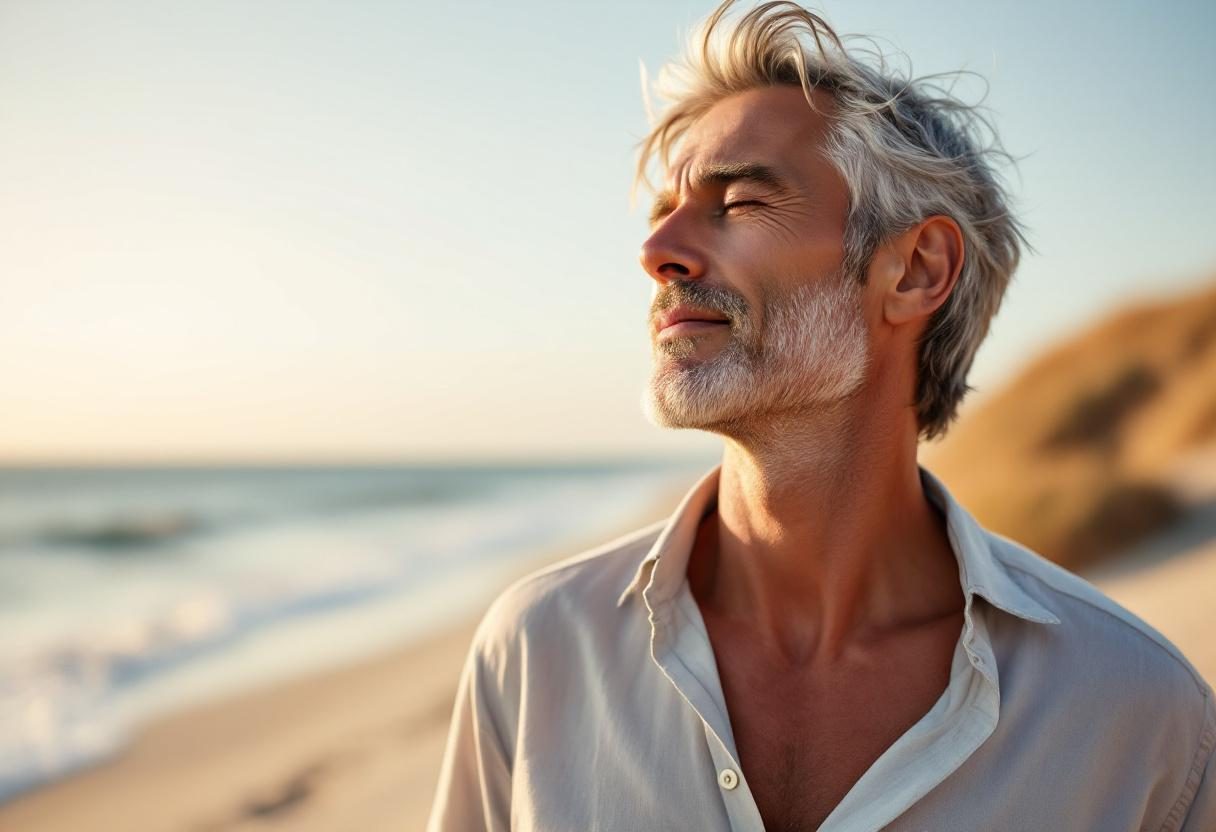 Man maintaining active healthy lifestyle with natural wellness routine