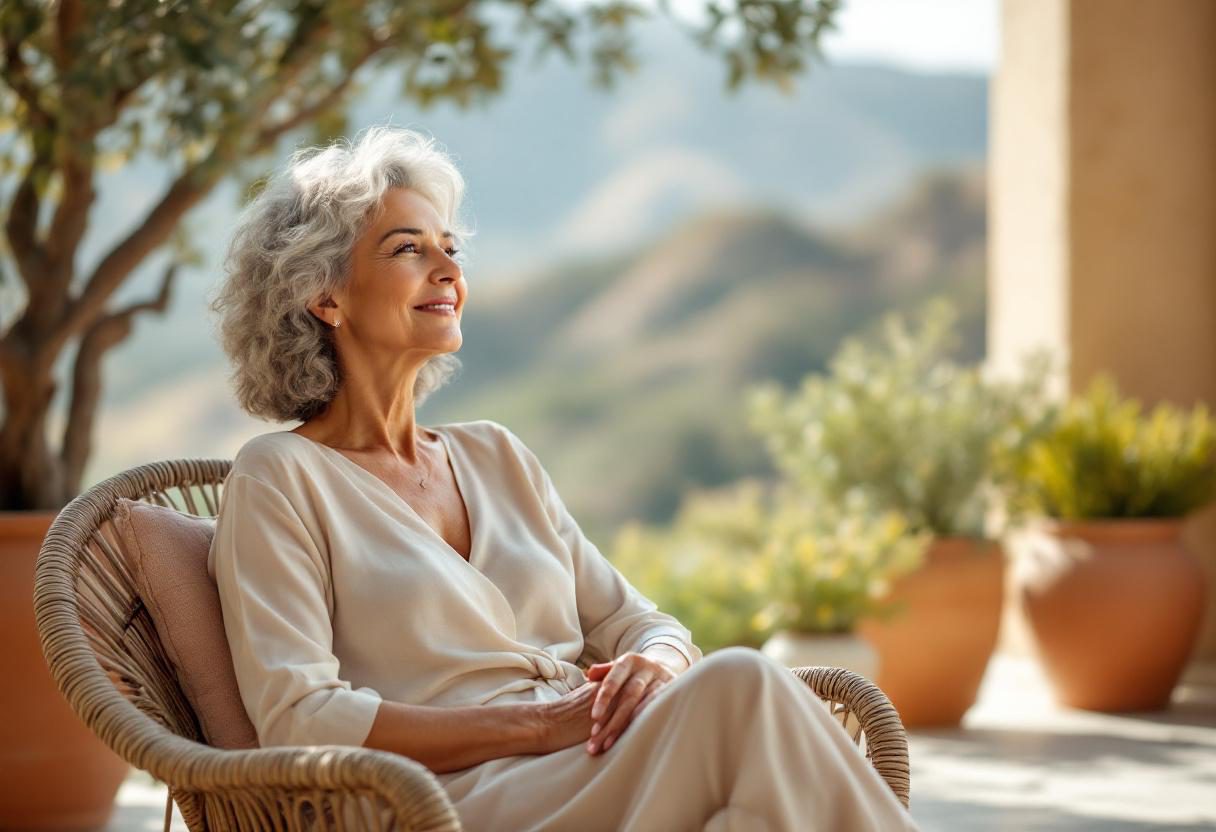 امرأة تشعر بالراحة بعد تطبيق روتين العناية بالعينين