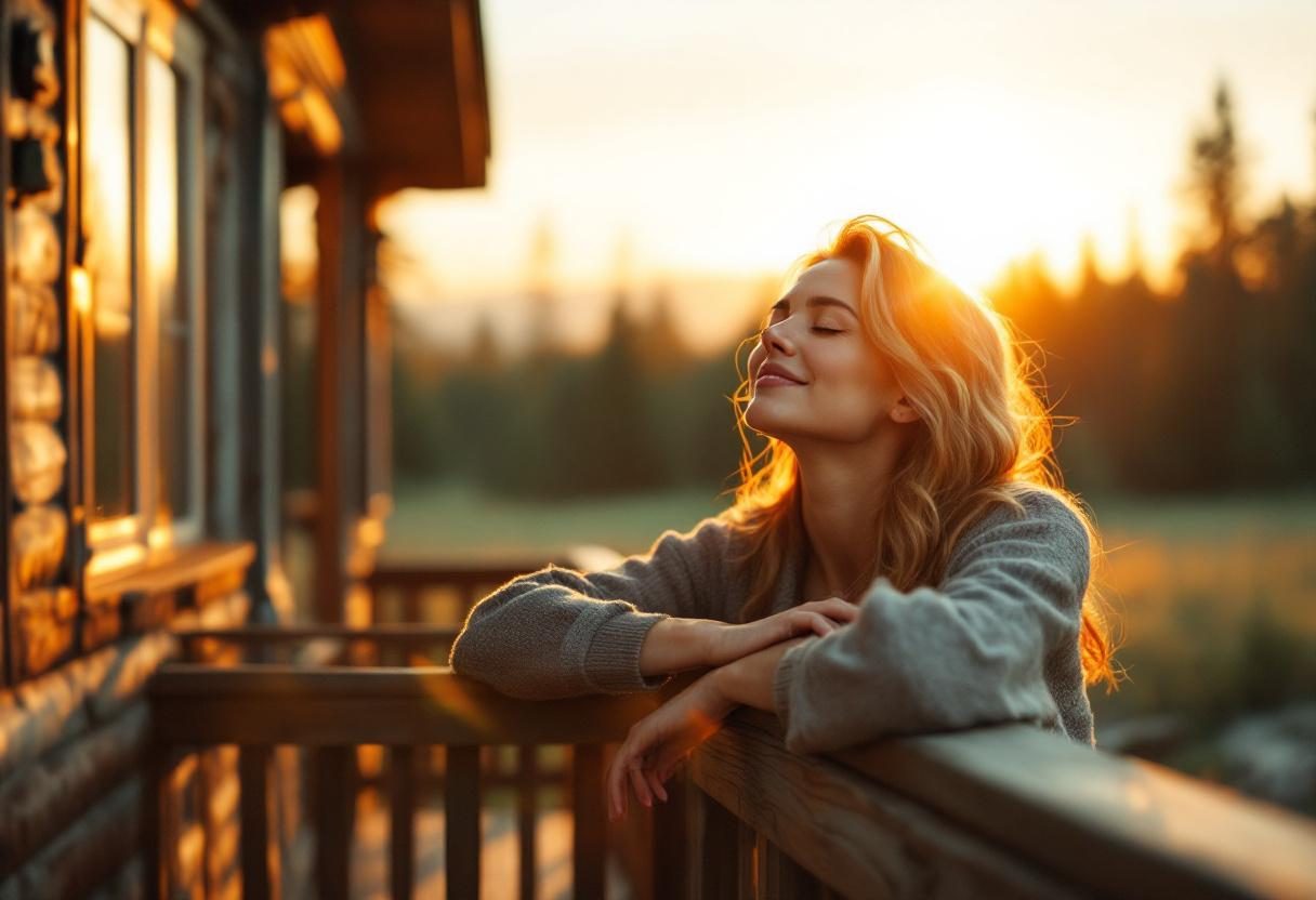 Persona, kas bauda aktīvu dzīvesveidu dabā, simbolizējot labsajūtu un enerģiju