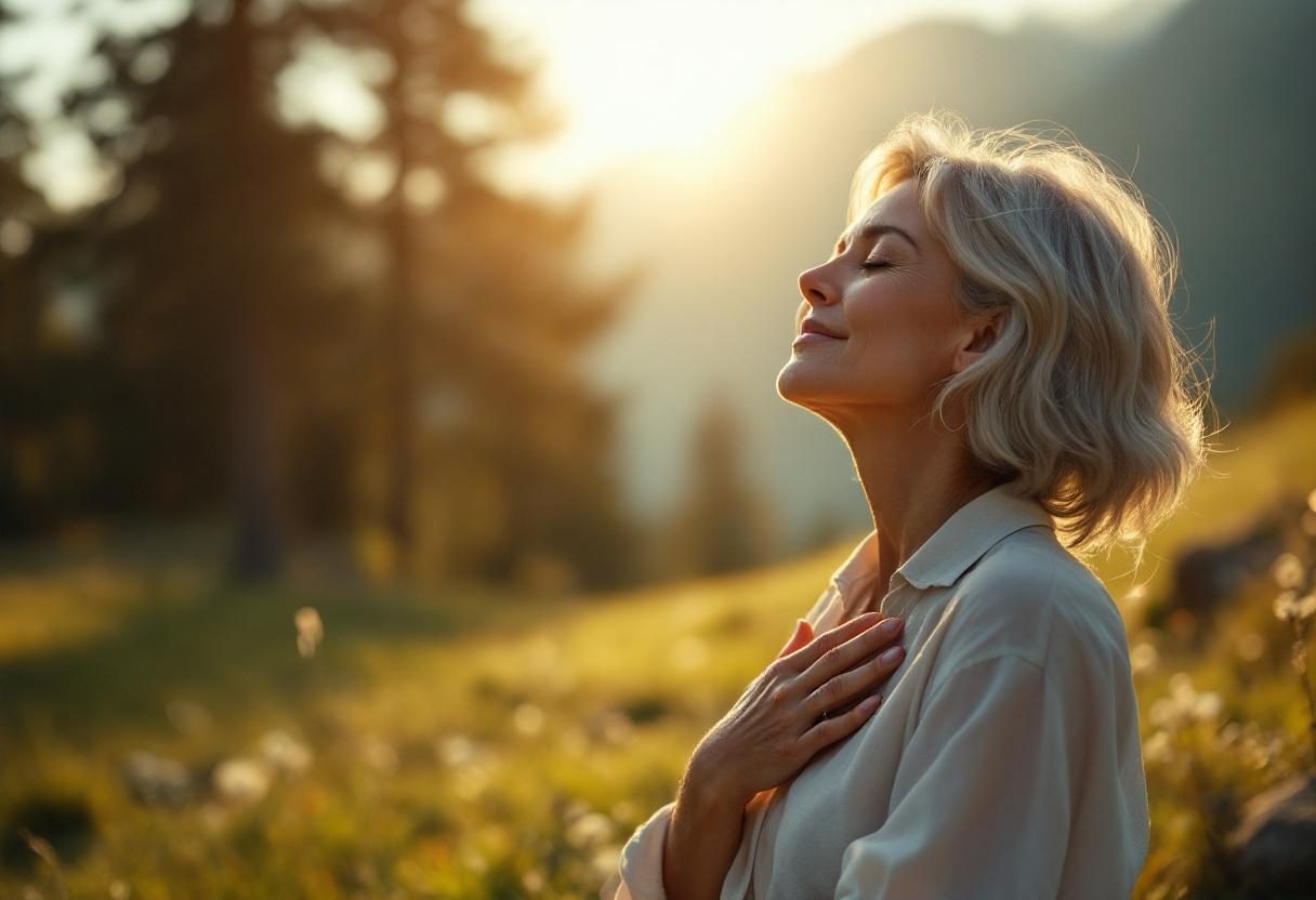 Kobieta z delikatną, wypoczętą skórą w naturalnym świetle