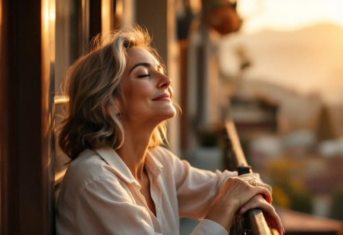 Frau bei gesunder Morgenroutine mit ausgewogener Ernährung