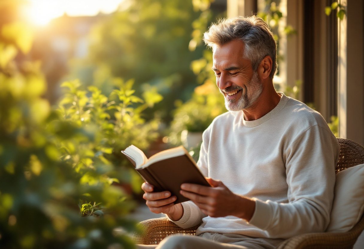 Homme mature profitant d'un moment de bien-être